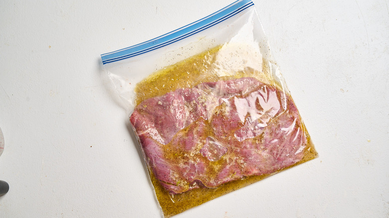 marinating steak in a bag
