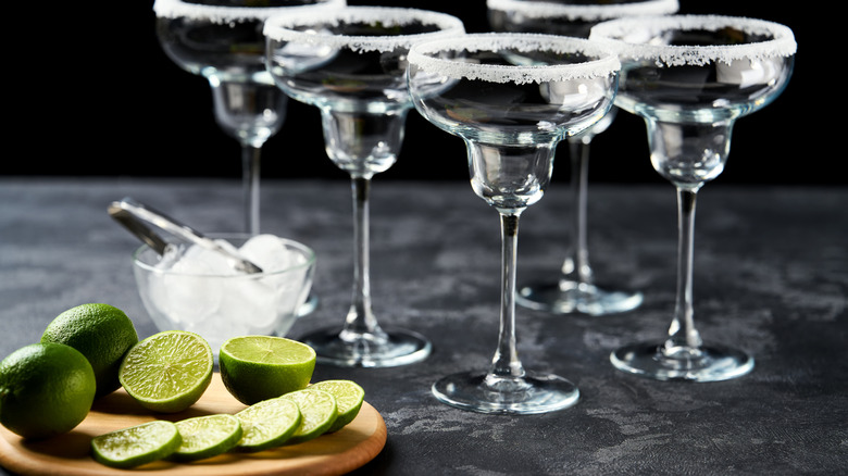 Ingredients for glasses of margarita