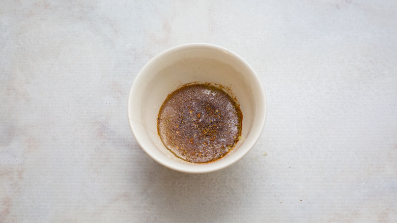 salad dressing ingredients in bowl