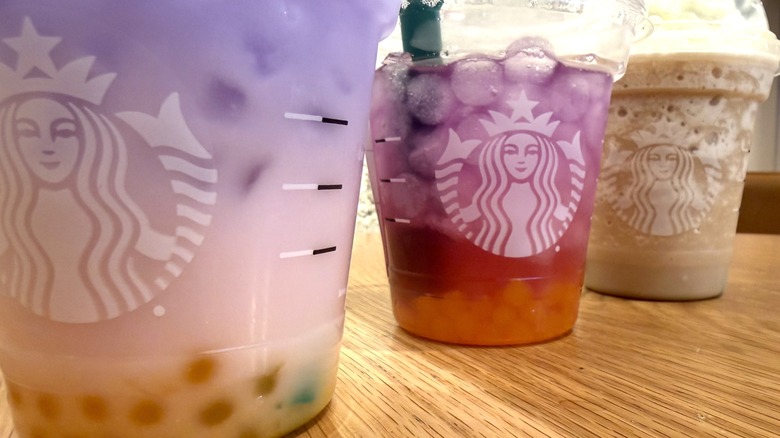 The new Starbucks Tropical Butterfly Refresher, Butterfly Drink, and Horchata Frappuccino