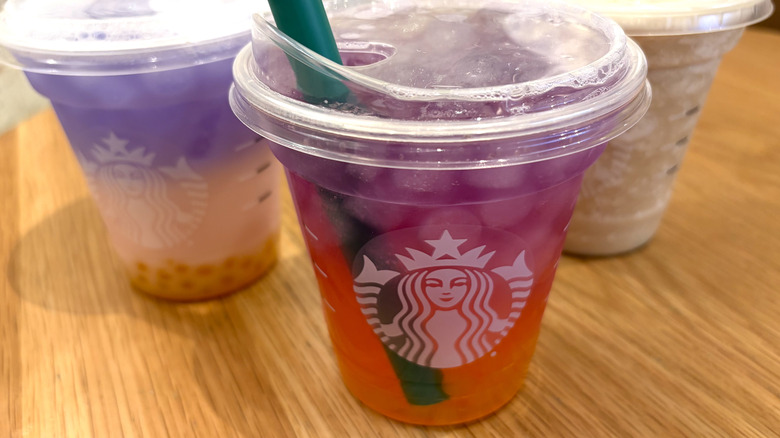 The new Starbucks Tropical Butterfly Refresher, Butterfly Drink, and Horchata Frappuccino