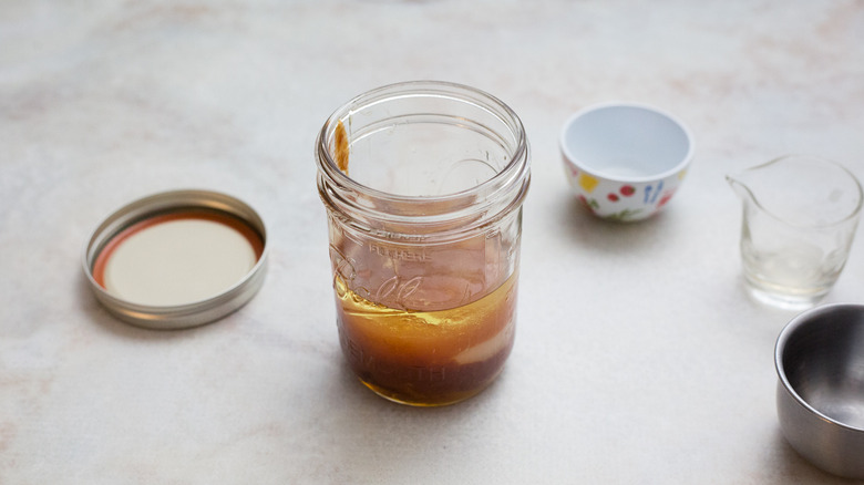 jar of dressing on table