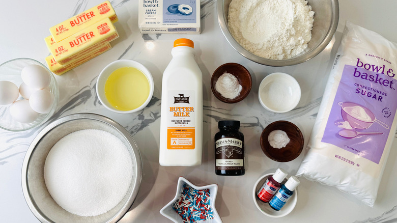 Ingredients for American flag cake