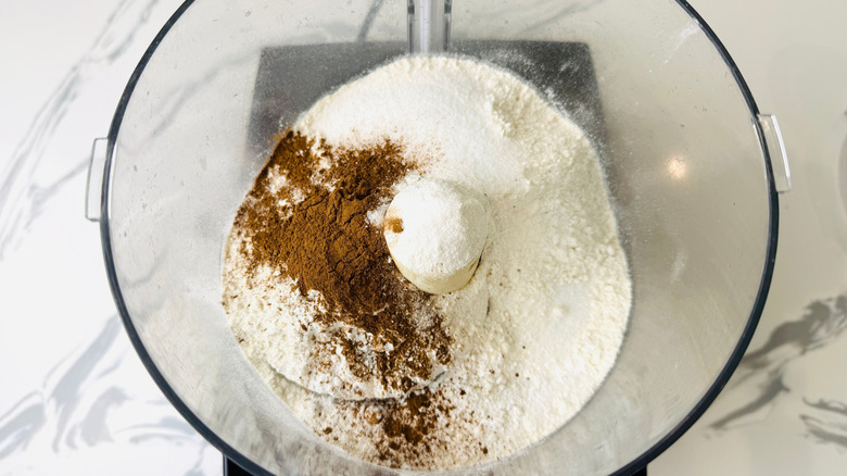 Flour and cinnamon in food processor
