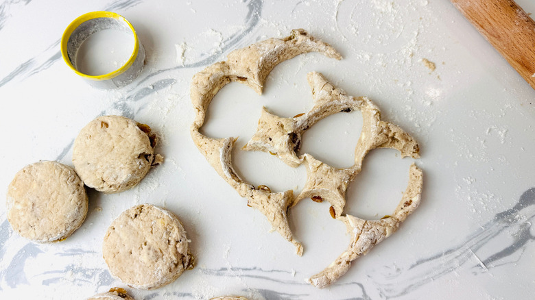 Biscuits cut out of dough