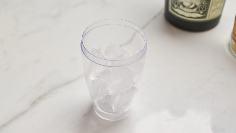 cocktail shaker filled with ice
