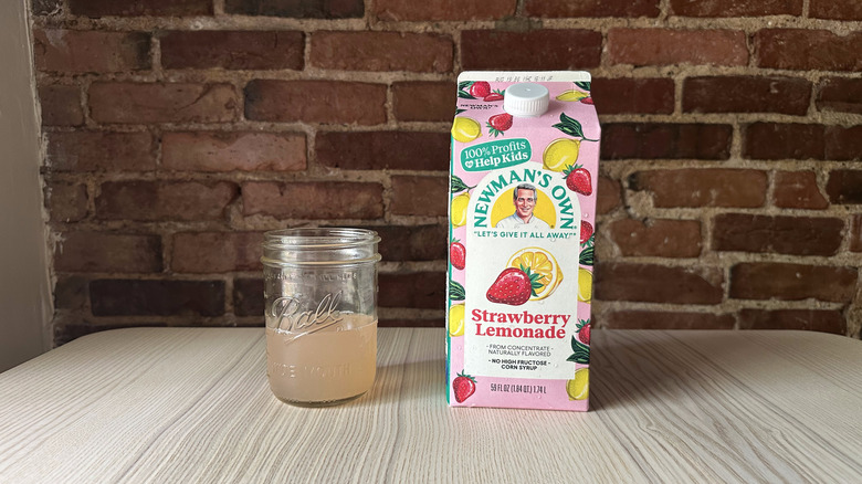 Newman's Own Strawberry Lemonade with brick background