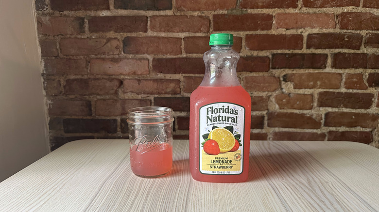 Florida's Natural Lemonade with Strawberry with brick background
