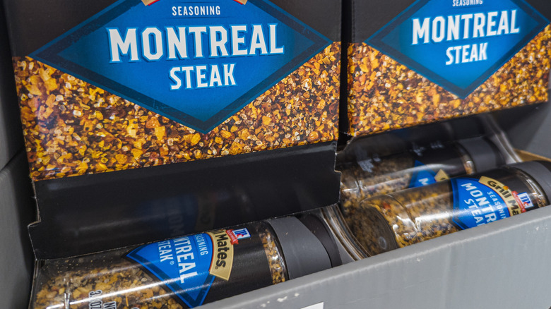 McCormick Grill Mates Montreal Steak Seasoning on grocery store shelf