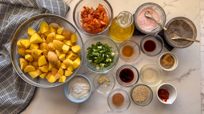 Spicy kimchi potato ingredients