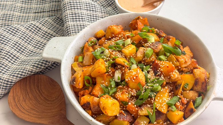 bowl of kimchi potatoes