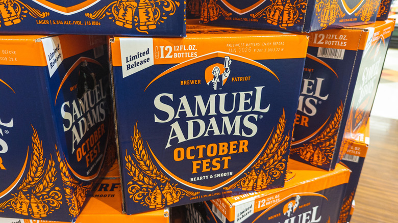 Boxes of Sam Adams Oktoberfest beer
