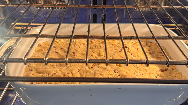 crust baking in oven