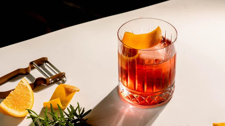 Negroni cocktail in an old-fashioned glass