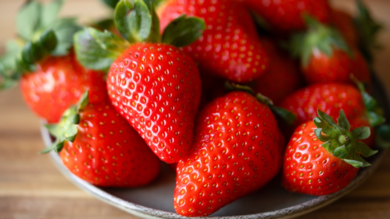 Fresh strawberries on a plate