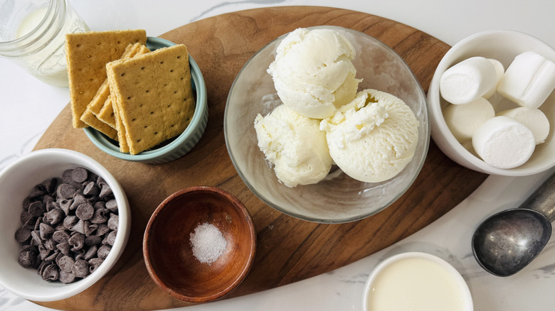 Ingredients for s'mores milkshake