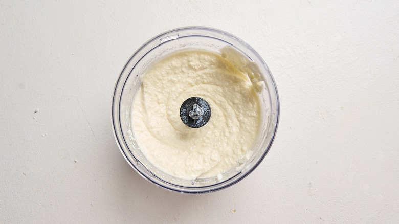 blended whipped feta in a food processor