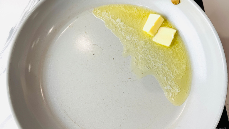 Butter melting in pan