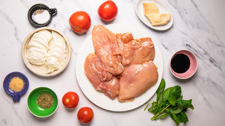 Ingredients for Caprese-stuffed chicken recipe