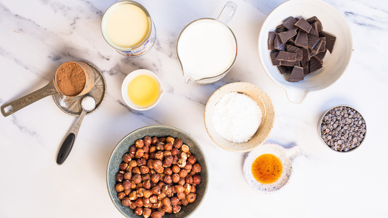ingredients for this homemade nutella chocolate ice cream