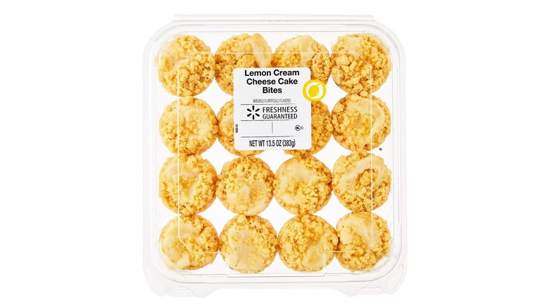 A package of small cheesecake bites from Walmart