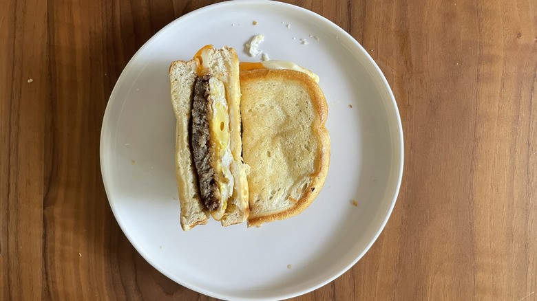 Frisco sausage breakfast sandwich on a plate