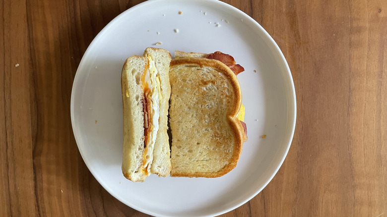 Frisco bacon breakfast sandwich on a plate