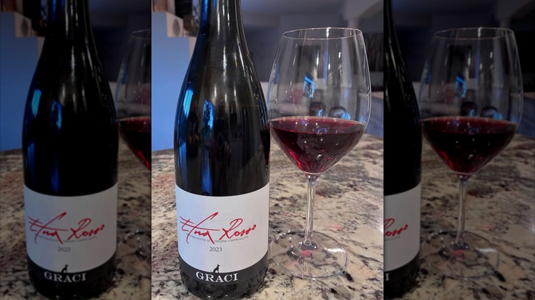 bottle and glass of red wine