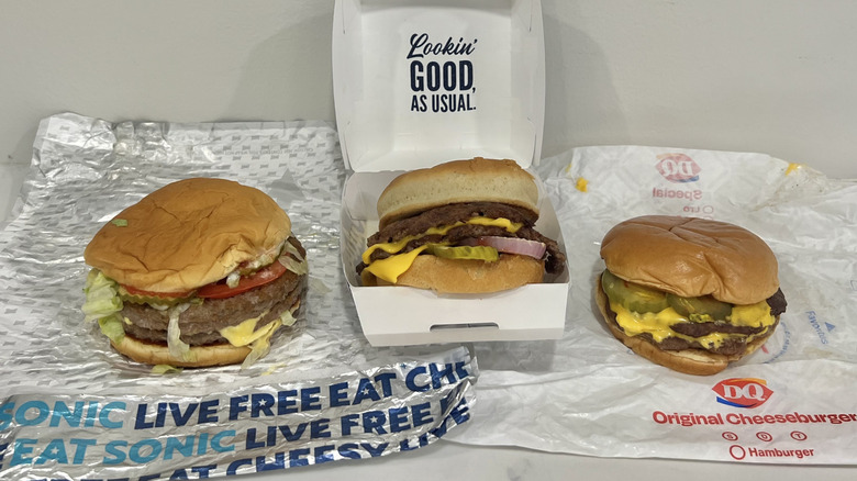 Culver's, Sonic, and Dairy Queen double cheeseburgers.