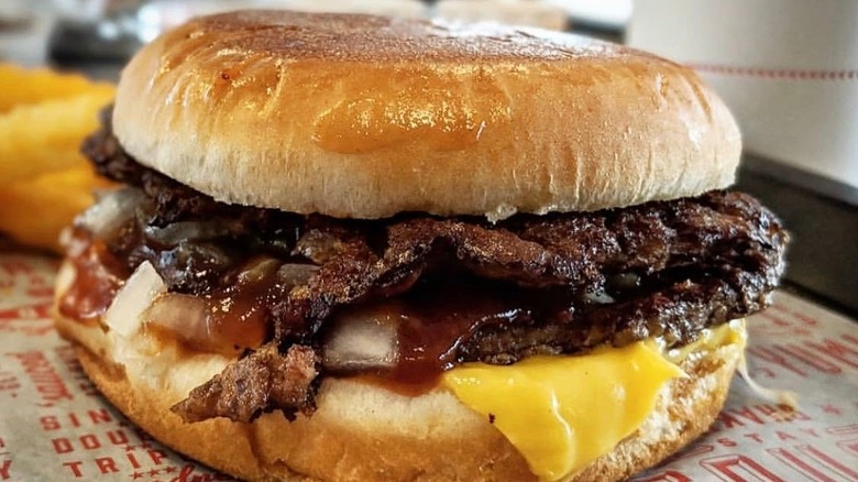 A double cheeseburger from Milo's Original Burger Shop