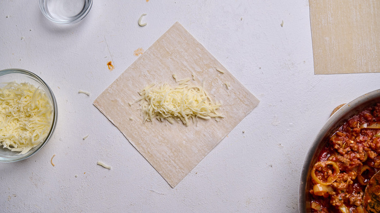 cheese on egg roll wrapper
