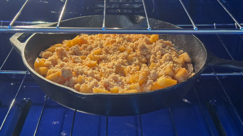 pizza cooking in oven