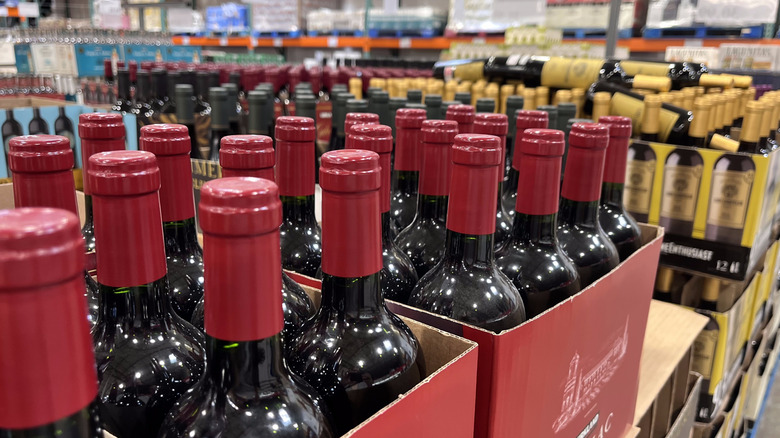 Wine bottles in boxes at Costco