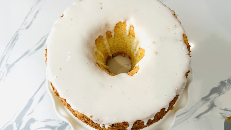 Chiffon cake with glaze on top