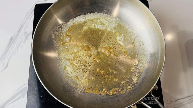Slightly browned butter in skillet