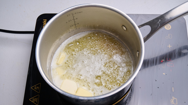 melting butter in a saucepan