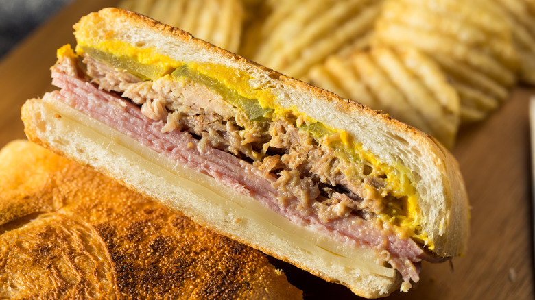 Cross section of Cuban sandwich