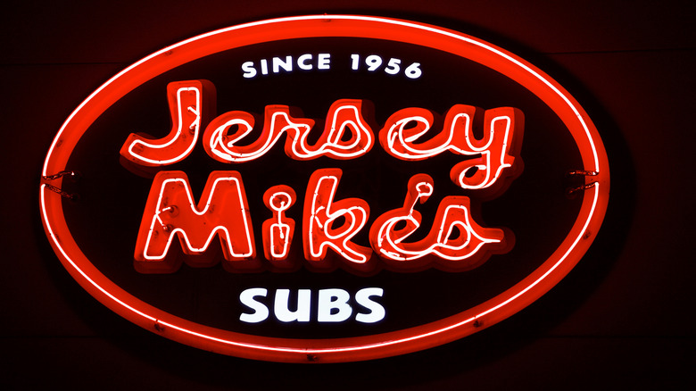 Neon Jersey Mike's logo sign