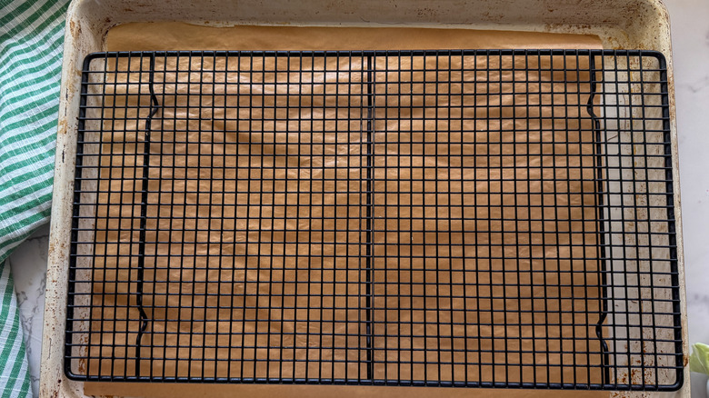 wire rack over baking sheet