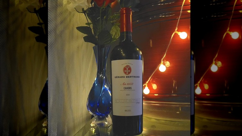 red wine bottle on table