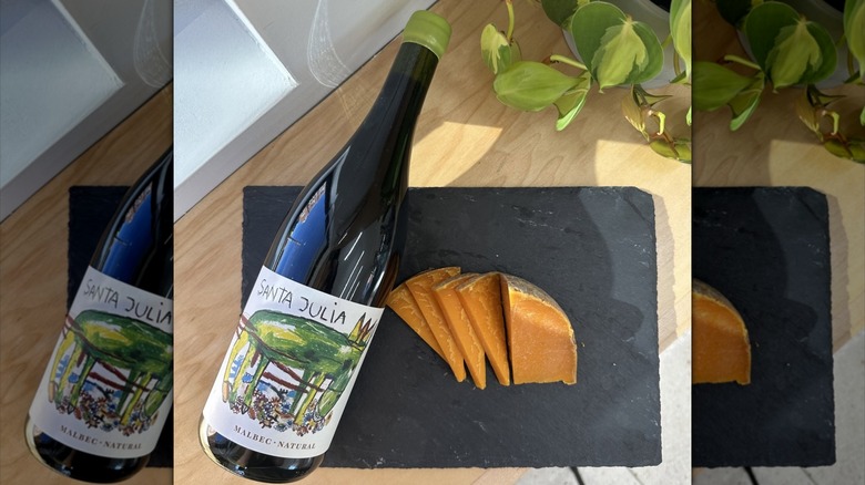 bottle of wine with cheese