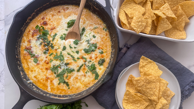 cheese dip in skillet