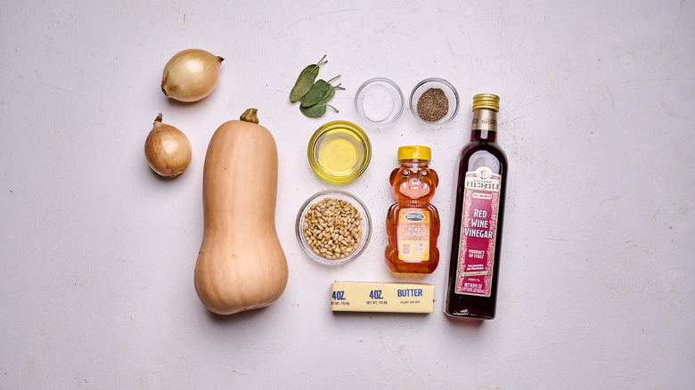 Butternut squash agrodolce ingredients on a table