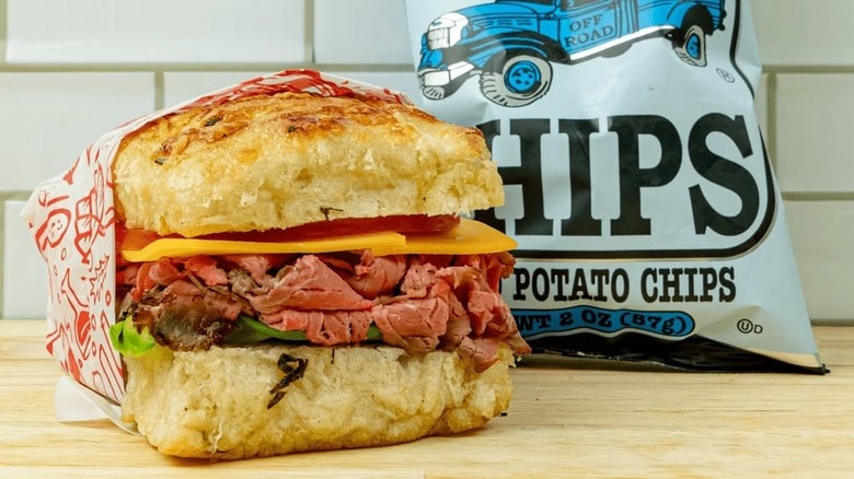 Sandwich and bag of chips