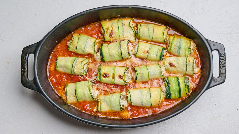 baked zucchini involtini on a table