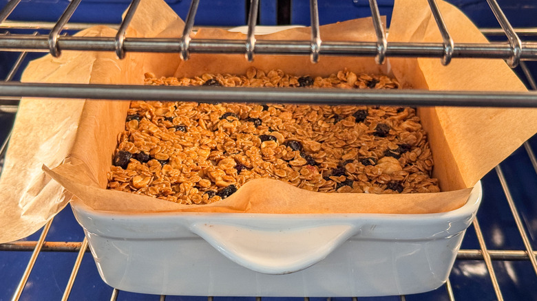 baking dish in oven
