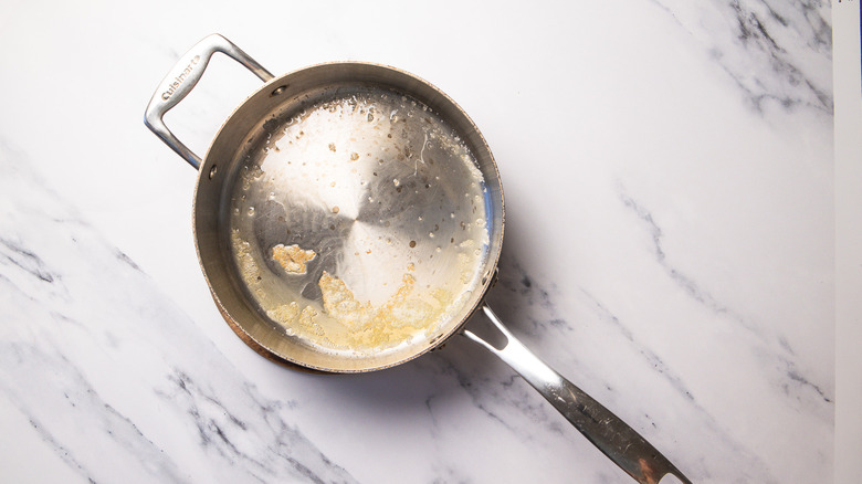 Pan with melted butter